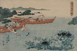 Abalone Divers off the Coast of Ise, from an Untitled Landscape Series, early 1830s. Utagawa