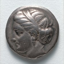 Drachma: Female Head (obverse), c. 369-336 BC. Greece, 4th century BC. Silver; diameter: 1.8 cm