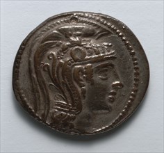 Tetradrachm: Head of Athena Parthenos (obverse), 150-100 BC. Greece, 2nd century BC. Silver;