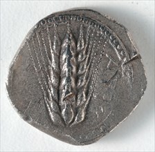 Stater: Ear of Corn (obverse), 530-510 BC. Greece, Matapontum, 6th century BC. Silver; diameter: 2
