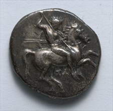 Stater: Naked Horseman with Spears and Shield (obverse), 334-302 BC. Greece, Tarentum, 4th century
