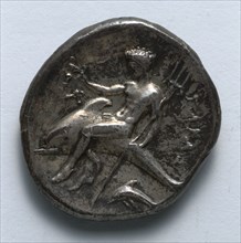 Stater: Taras on Dolphin (reverse), 334-302 BC. Greece, Tarentum, 4th century BC. Silver; diameter: