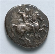 Stater, 334-302 BC. Greece, Tarentum, 4th century BC. Silver; diameter: 2.3 cm (7/8 in.).