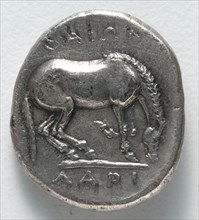 Drachma: Horse (reverse), 400-344 BC. Greece, Thessaly, 4th century BC. Silver; diameter: 2 cm