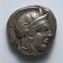 Stater: Archaic Head of Athena (obverse), 514-407 BC. Greece, Athens, late 6th-early 4th century BC