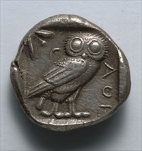Stater: Owl (reverse), 514-407 BC. Greece, Athens, late 6th-early 5th century BC. Silver; diameter: