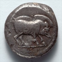 Stater: Boar (obverse), 500-450 BC. Greece, Lycia, 5th century BC. Silver; diameter: 2 cm (13/16 in