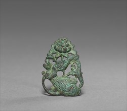 Ornament with Carp and Lotus Design, 1100s. Korea, Goryeo period (918-1392). Bronze; diameter: 3 x