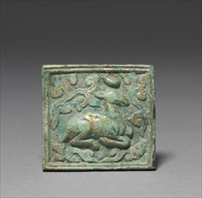Belt Ornament, 918-1392. Korea, Goryeo period (936-1392). Gilt bronze with repoussé relief;