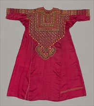 "Aba": Woman's Dress, late 1800s. India, Cutch, late 19th century. Embroidery; silk on silk satin
