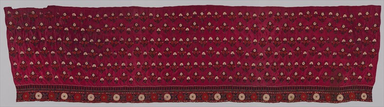 Skirt (?), 1800. India, Cutch, 19th century. Embroidery, silk thread on silk ground; overall: 222.3