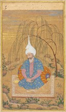 Shah Tahmasp I (1514-1576) Seated in a Landscape, c. 1575. Iran, Qazvin, Safavid period (1501-1722)