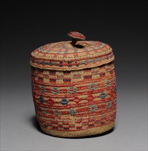 Lidded Basket, late 1800's - early 1900's. Arctic, Aleut, late 19th-early 20th century. Wool