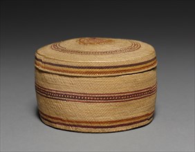 Lidded Bowl, c 1900. Northwest Coast, Makah, late 19th century. Cedar bark, deer grass; wrapped