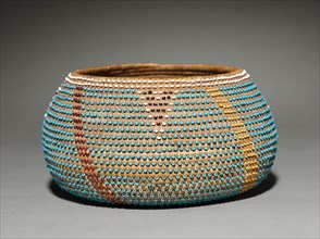 Gift Bowl, c. 1890- 1905. California, Wappo, late 19th- early 20th century. Sedge with beads;