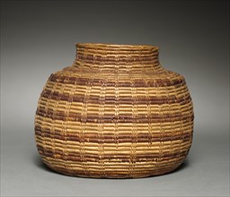 Jar, 1895. Butterbread Family. Sumac, Yucca root; coiled, skip- stich; overall: 10 x 12.8 cm (3