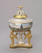 Urn and cover, c. 1815. Flight, Barr and Barr (British). Artificial porcelain; overall: 18.6 x 11.4