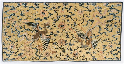 Wall Hanging, late 1700s - early 1800s. China, Qing Dynasty (1644-1912). Silksatin weave ground
