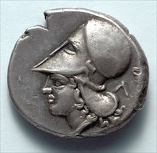 Corinthian Stater: Athena (reverse), c. 380 BC. Greece, 4th century BC. Silver; diameter: 2.2 cm