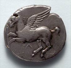 Corinthian Stater, c. 380 BC. Greece, 4th century BC. Silver; diameter: 2.2 cm (7/8 in.).