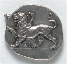 Drachma: Chimera (obverse), 400-323 BC. Greece, Peloponnesus, 4th century BC. Silver; diameter: 1.8