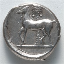 Tetradrachm: Persephone (reverse), 380 BC. Sicily, Greece, 4th century BC. Silver; diameter: 2.5 cm