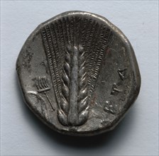 Stater: Corn, Rake, and Leaf (reverse), 330-300 BC. Greece, 4th century BC. Silver; diameter: 2 cm