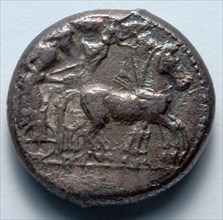 Tetradrachm: Quadriga (obverse), 485-478 BC. Greece, 5th century BC. Silver; diameter: 2.4 cm