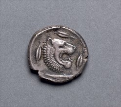 Tetradrachm: Lion (reverse), 466-422 BC. Greece, 5th century BC. Silver; diameter: 2.6 cm (1 in.).