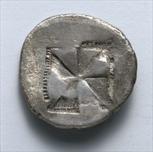 Aegineatan Drachm: Incuse Square (reverse), c. 482 BC. Greece, 5th century BC. Silver; diameter: 2