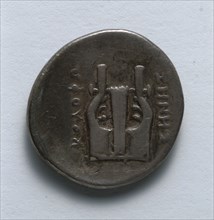 Drachma: Lyre (reverse), 300s BC. Greece, 4th century BC. Silver; diameter: 1.8 cm (11/16 in.).