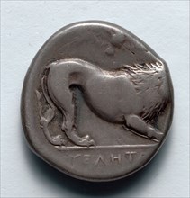 Stater: Lion (reverse), c. 400 BC. Greece, late 5th century BC. Silver; diameter: 2 cm (13/16 in.).