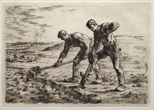 The Diggers. Jean-François Millet (French, 1814-1875). Etching