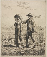 Going to work. Jean-François Millet (French, 1814-1875). Etching