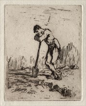 Man Leaning on a Spade. Jean-François Millet (French, 1814-1875). Etching