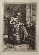 Woman Sewing. Jean-François Millet (French, 1814-1875). Etching