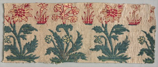 Velvet Fragment, 1600s. India, 17th century. Velvet; overall: 16.5 x 41 cm (6 1/2 x 16 1/8 in.).