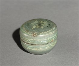 Box and Cover with Inlaid Crane Design, 1200s. Korea, Goryeo period (936-1392). Celadon; diameter: