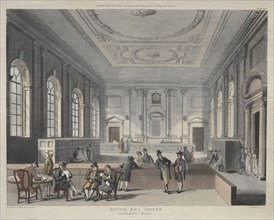 South Sea House, Dividend Hall, 1810. Thomas Rowlandson (British, 1756-1827), and Augustus Charles