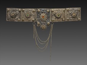 Belt, 1800s. Yugoslavia, Dalmatia, 19th century. Silver; overall: 9 x 50.7 cm (3 9/16 x 19 15/16 in