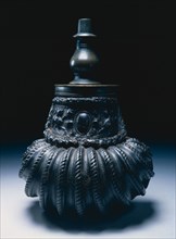 Powder Flask, c. 1560-1570. Italy, 16th century. Leather (cuir bouilli) with embossed and fluted