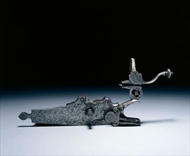 Wheel-Lock from a Hunting Rifle, early 1700s. Germany, early 18th Century. Steel, engraved;