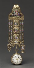 Chatelaine Watch, mid 1800s. Switzerland, 19th century. Metal and enamel; overall: 16.5 cm (6 1/2