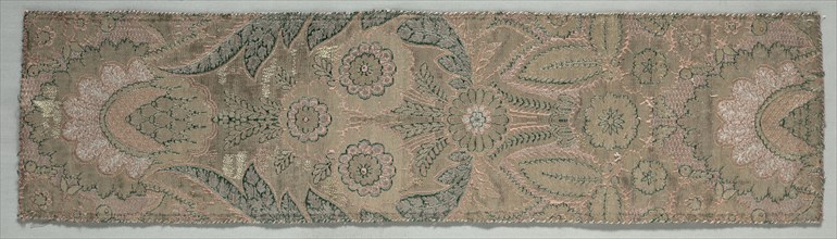 Brocade Textile, c. 1700. Italy, early 18th Century. Brocade; silk and metal; overall: 69.8 x 18.4