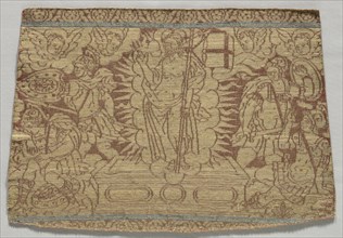 Fragment of Band Showing Resurrection, 1500s. Italy, Florence, 16th century. Lampas weave, silk and