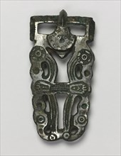 Buckle, 600s. Frankish, Migration period, 7th century. Bronze and silver overlay; overall: 8.3 x 3