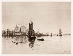 Harbor Scene, 1884. James Craig Nicoll (American, 1847-1918). Etching