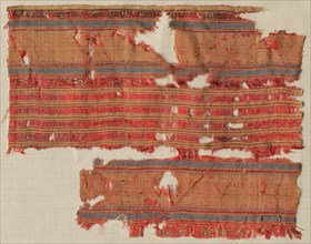 Striped fragment, 1300s. Egypt or Syria, Mamluk period, 1300s. Tabby and fancy weave; silk and
