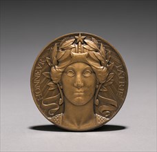 Medal (obverse), 1914-1916. Auguste Dujardin (French, 1847-1918). Bronze; overall: 5.1 x 5.1 cm (2