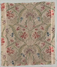 Brocaded Silk, early 1700s. France, early 18th century, late Baroque. Plain compound cloth,